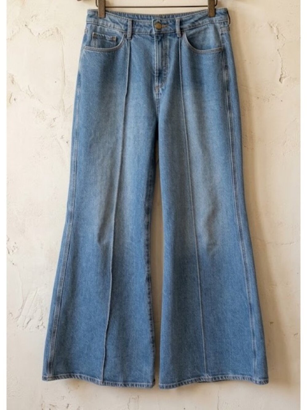 Loft 29 8 The Super Flare Jeans Blue Denim Wide Boho 70s Hippie Soft High Rise